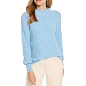 148$ Nic+Zoe Waffle Stitch Mock Neck Pullover Sweater Women's Size XL Med Blue